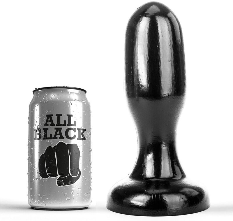 All black buttplugg ovalformad 19.5 cm svartr
