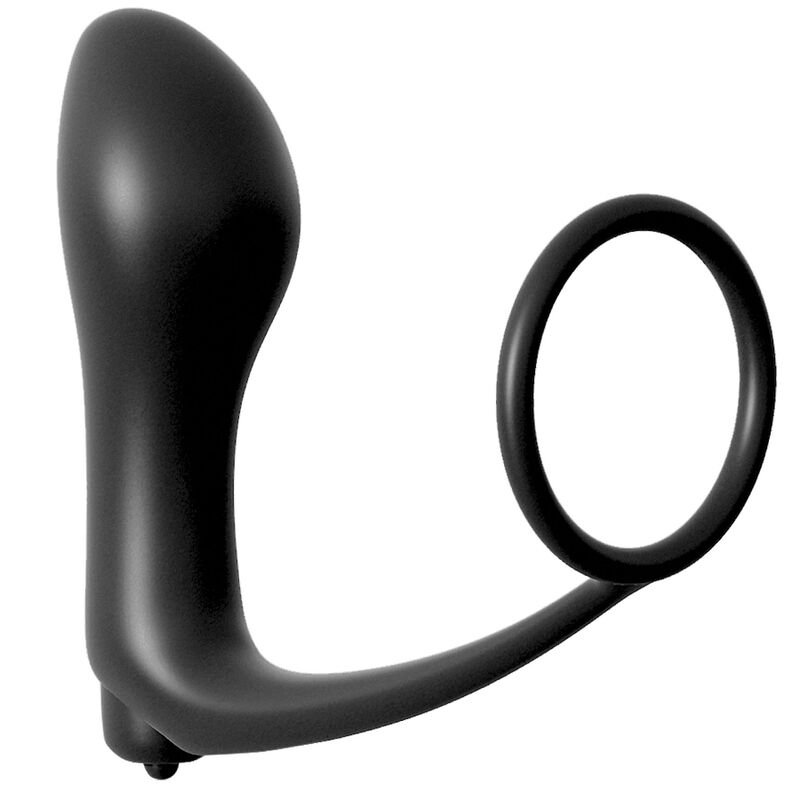 anal fantasy penisring med vibrerande plug svart silikon