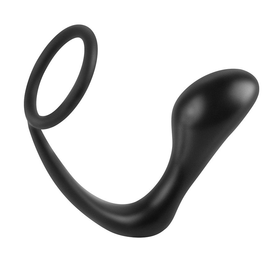 Anal fantasy penisring med plug silikon svart
