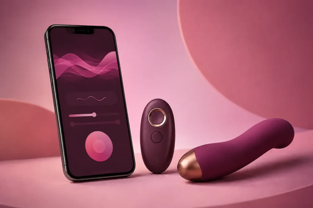 Illustration som jämför fjärrstyrd och appstyrd vibrator